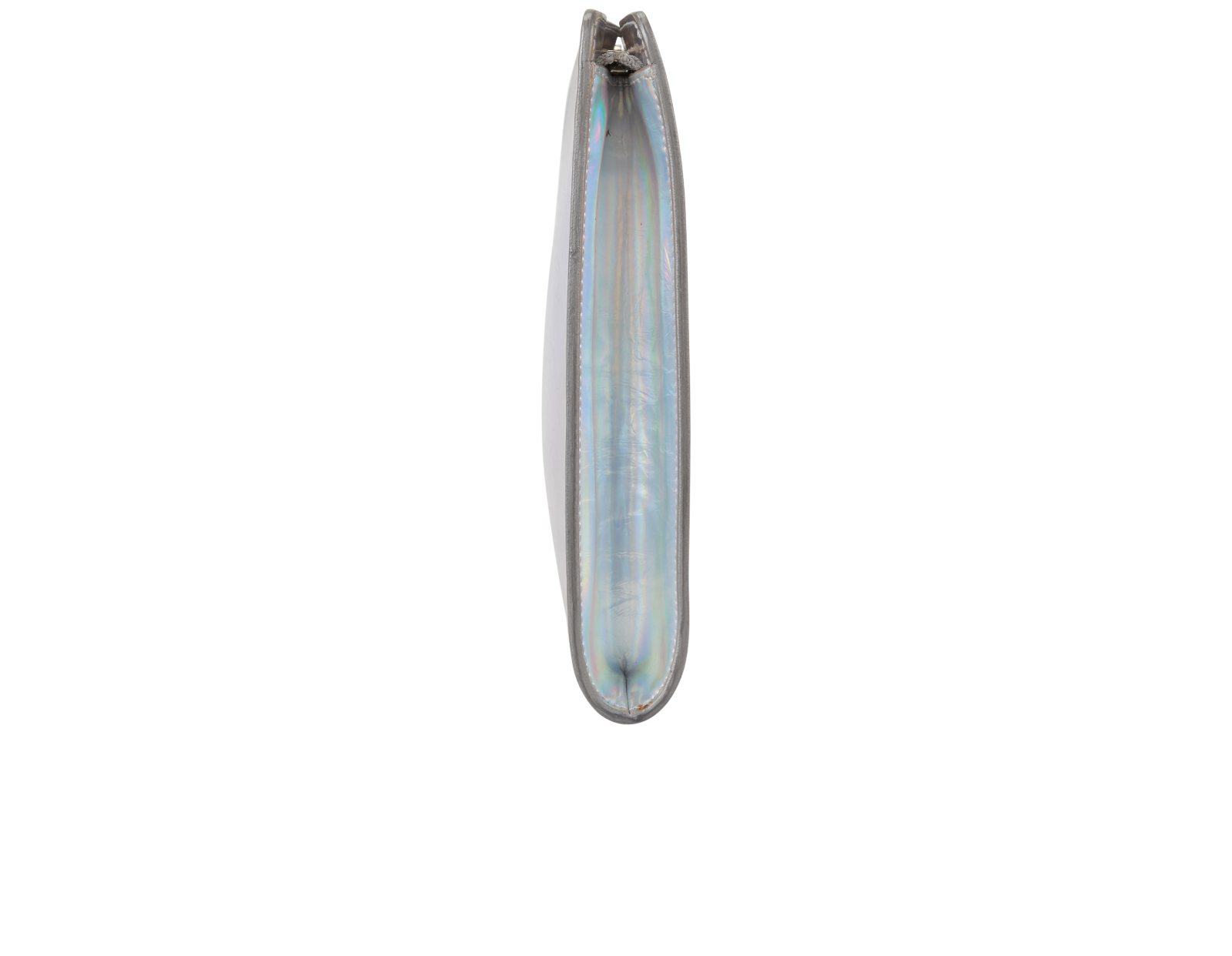Holographic Large Clutch, &pound;210, Handbags, Silver, Leather, Bottom view